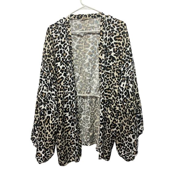Sim & Sam Leopard Print Kimono Open Cardigan  Top Sz XL Boho Indie Artsy - Picture 1 of 7